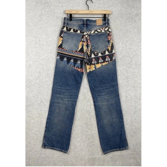 Free People Straight Leg Jeans with Patterned Accents - Picture 2 of 9
